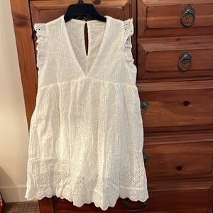 Lavender J White Eyelet Lined Dress Size Large New